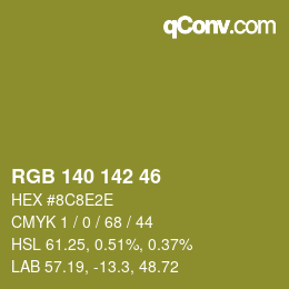 Color code: RGB 140 142 46 | qconv.com