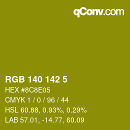 Color code: RGB 140 142 5 | qconv.com
