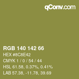 Color code: RGB 140 142 66 | qconv.com