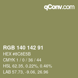 Color code: RGB 140 142 91 | qconv.com
