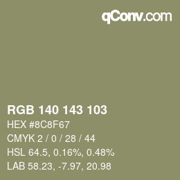 カラーコード: RGB 140 143 103 | qconv.com