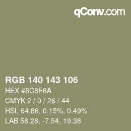 Color code: RGB 140 143 106 | qconv.com