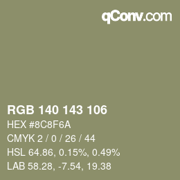 Color code: RGB 140 143 106 | qconv.com