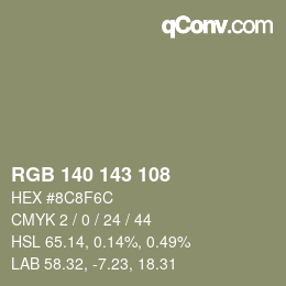 カラーコード: RGB 140 143 108 | qconv.com