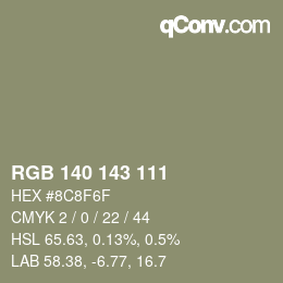 Color code: RGB 140 143 111 | qconv.com