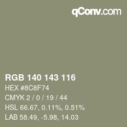 Farbcode: RGB 140 143 116 | qconv.com