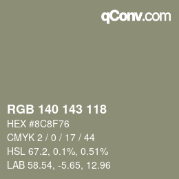 颜色代码: RGB 140 143 118 | qconv.com