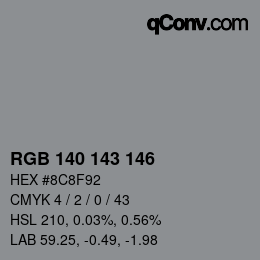 Color code: RGB 140 143 146 | qconv.com