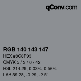 颜色代码: RGB 140 143 147 | qconv.com
