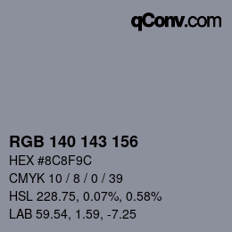 颜色代码: RGB 140 143 156 | qconv.com