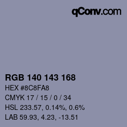 カラーコード: RGB 140 143 168 | qconv.com