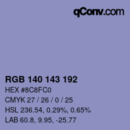 Color code: RGB 140 143 192 | qconv.com