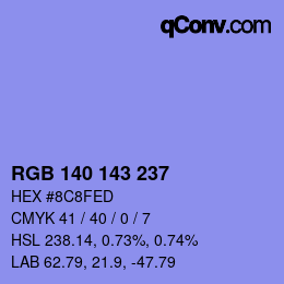 カラーコード: RGB 140 143 237 | qconv.com