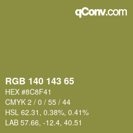 Color code: RGB 140 143 65 | qconv.com