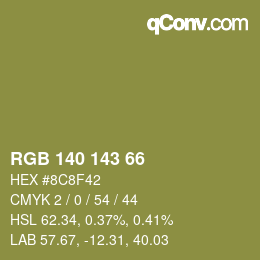 Color code: RGB 140 143 66 | qconv.com