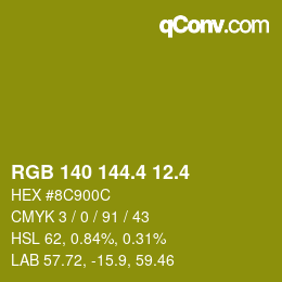 カラーコード: RGB 140 144.4 12.4 | qconv.com