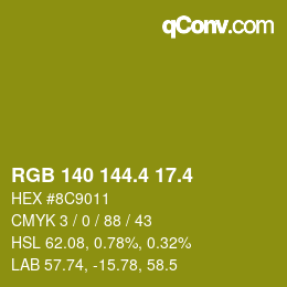 カラーコード: RGB 140 144.4 17.4 | qconv.com