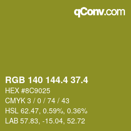カラーコード: RGB 140 144.4 37.4 | qconv.com
