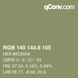 カラーコード: RGB 140 144.8 105 | qconv.com