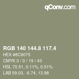 カラーコード: RGB 140 144.8 117.4 | qconv.com