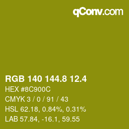 カラーコード: RGB 140 144.8 12.4 | qconv.com