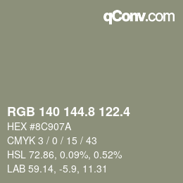 カラーコード: RGB 140 144.8 122.4 | qconv.com
