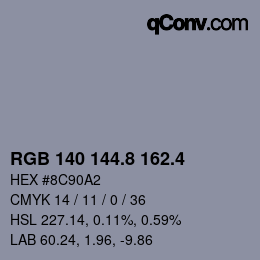 カラーコード: RGB 140 144.8 162.4 | qconv.com