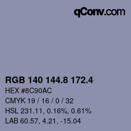 カラーコード: RGB 140 144.8 172.4 | qconv.com