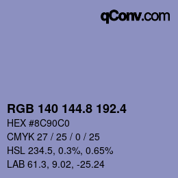 カラーコード: RGB 140 144.8 192.4 | qconv.com