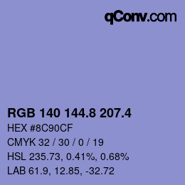 カラーコード: RGB 140 144.8 207.4 | qconv.com