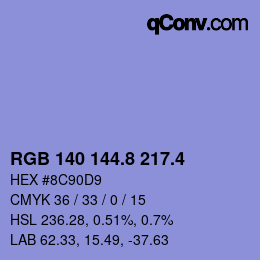 カラーコード: RGB 140 144.8 217.4 | qconv.com