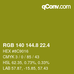 カラーコード: RGB 140 144.8 22.4 | qconv.com