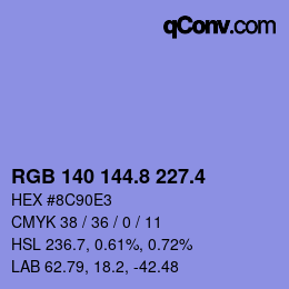 カラーコード: RGB 140 144.8 227.4 | qconv.com