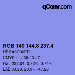 カラーコード: RGB 140 144.8 237.4 | qconv.com