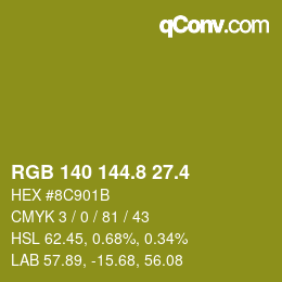 カラーコード: RGB 140 144.8 27.4 | qconv.com