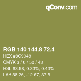 カラーコード: RGB 140 144.8 72.4 | qconv.com