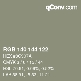 Farbcode: RGB 140 144 122 | qconv.com