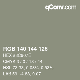 Farbcode: RGB 140 144 126 | qconv.com