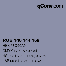 Color code: RGB 140 144 169 | qconv.com