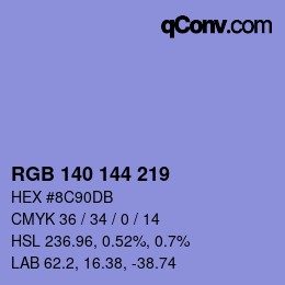 Color code: RGB 140 144 219 | qconv.com