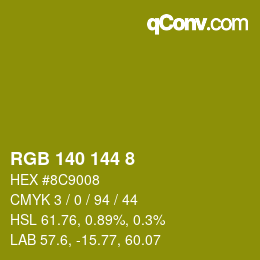 カラーコード: RGB 140 144 8 | qconv.com