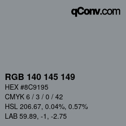颜色代码: RGB 140 145 149 | qconv.com