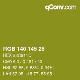 Color code: RGB 140 145 28 | qconv.com