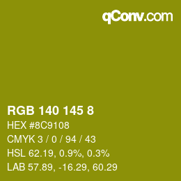 カラーコード: RGB 140 145 8 | qconv.com
