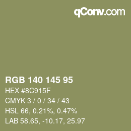 颜色代码: RGB 140 145 95 | qconv.com