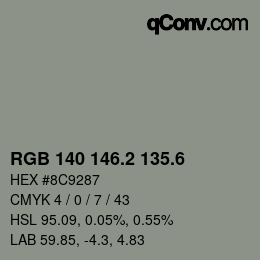 カラーコード: RGB 140 146.2 135.6 | qconv.com