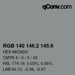 カラーコード: RGB 140 146.2 145.6 | qconv.com