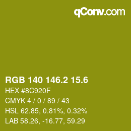カラーコード: RGB 140 146.2 15.6 | qconv.com