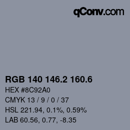 カラーコード: RGB 140 146.2 160.6 | qconv.com