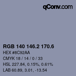 カラーコード: RGB 140 146.2 170.6 | qconv.com